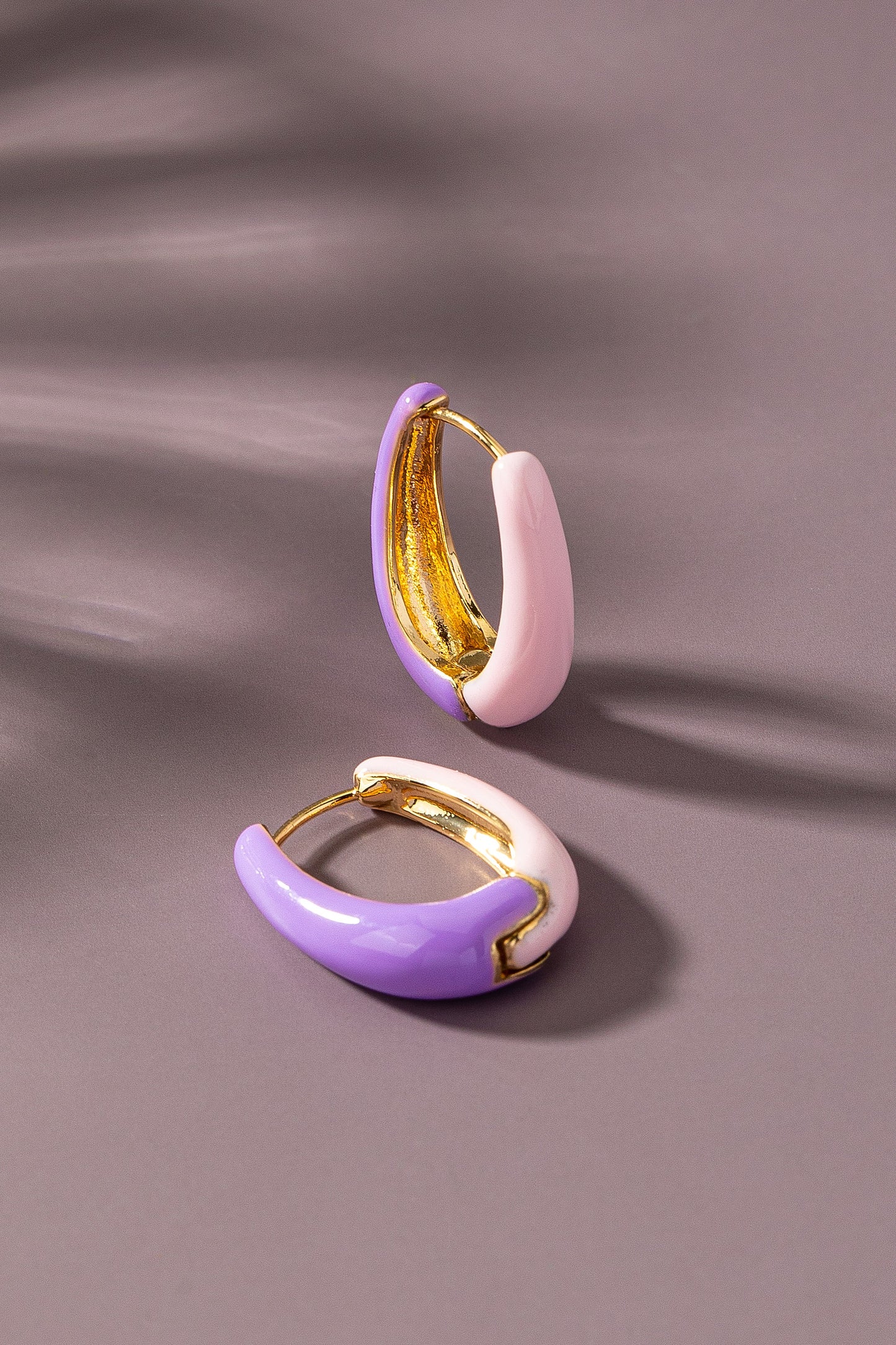 Two Tone Stainless Steel Huggie Earring