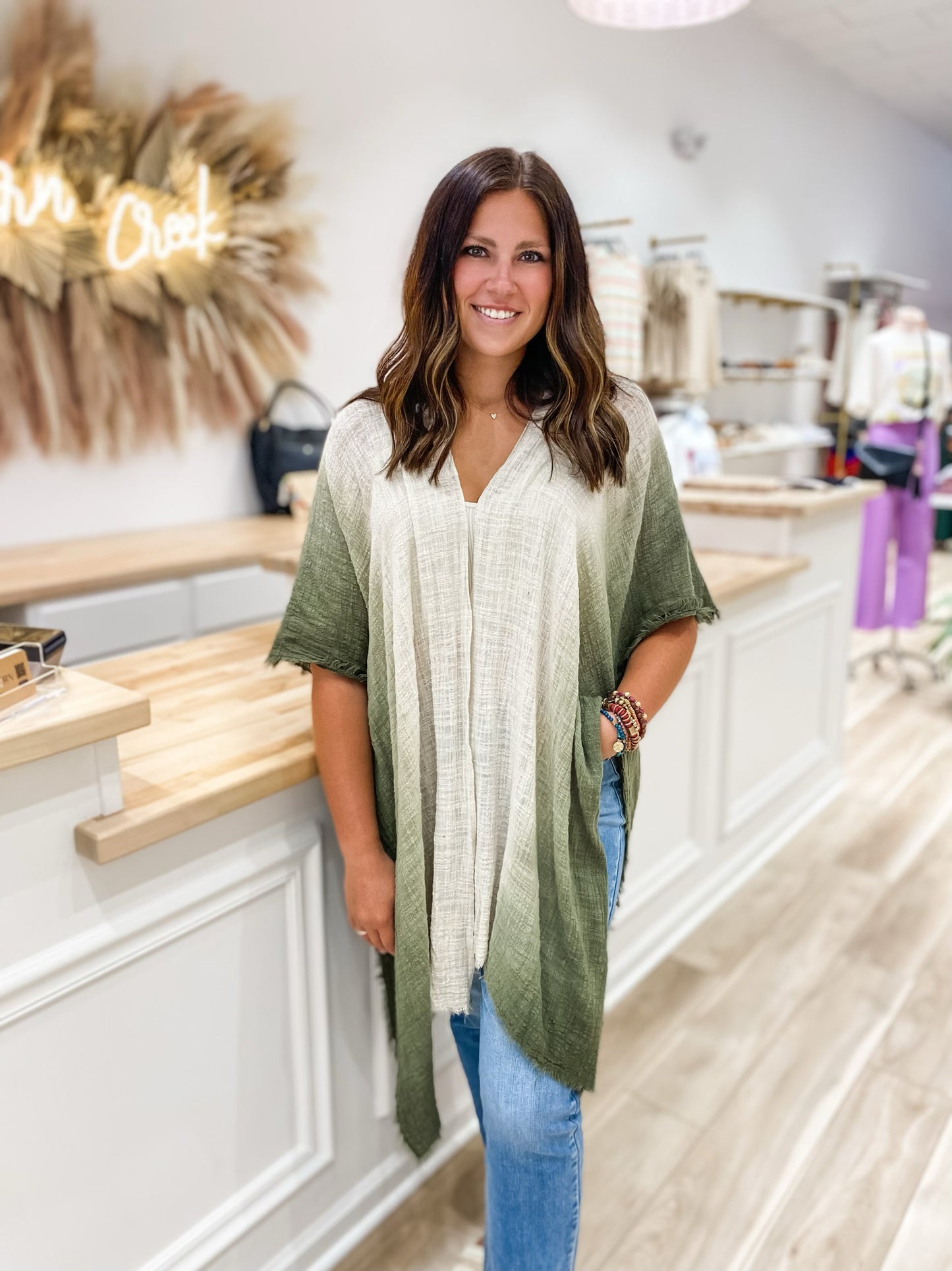 Bohemian Olive Ombré Kimono