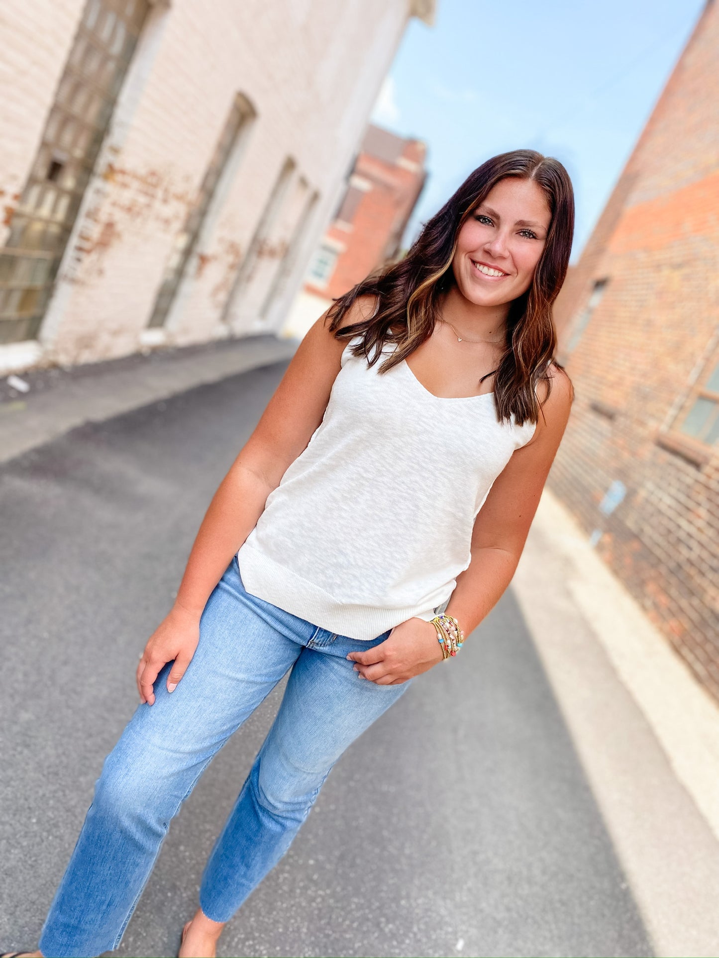 New Romantics Ivory Knit Tank