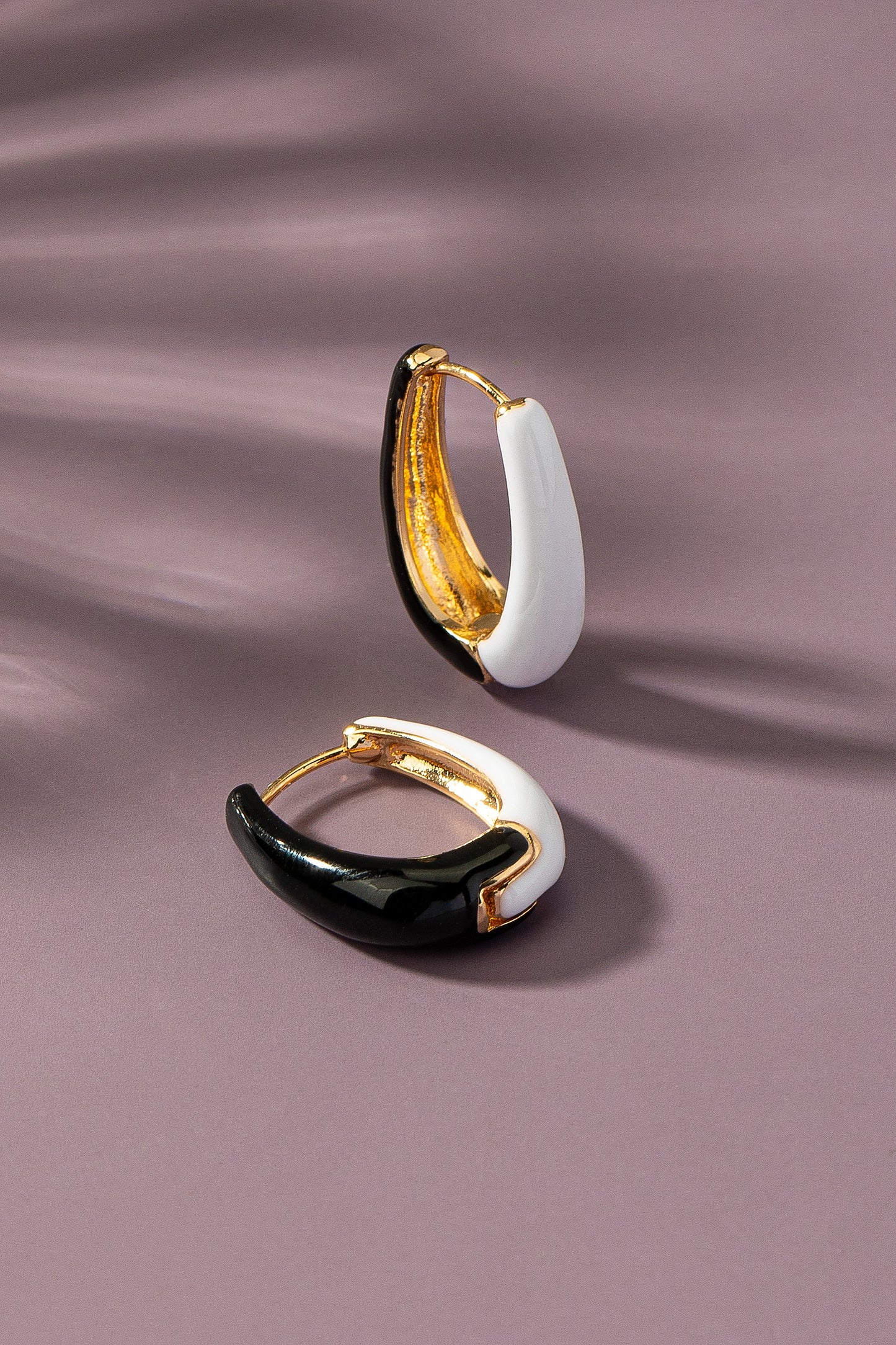 Two Tone Stainless Steel Huggie Earring
