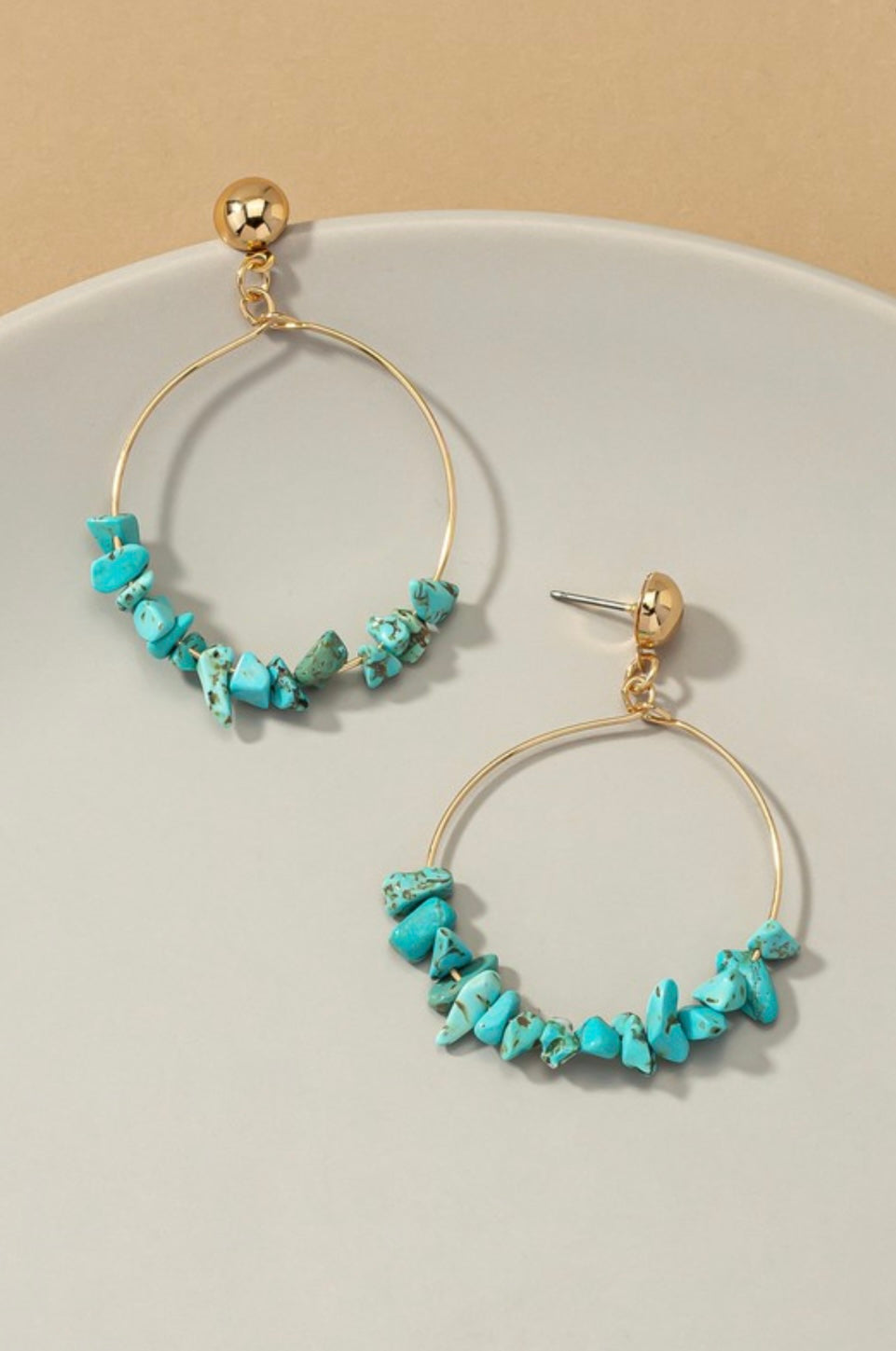 Dangle Hoop Natural Stone Earrings