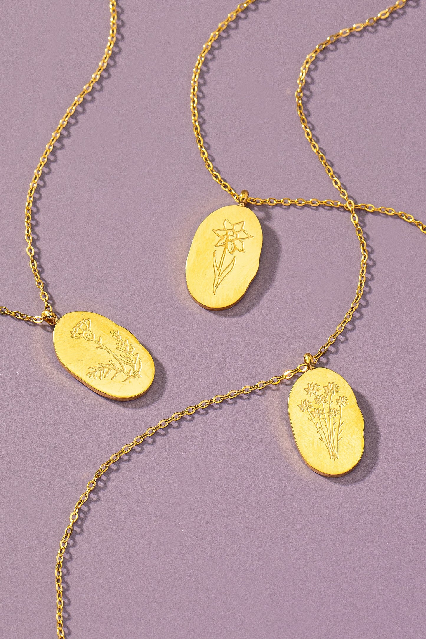 Birth Month Flower Pendant Necklace