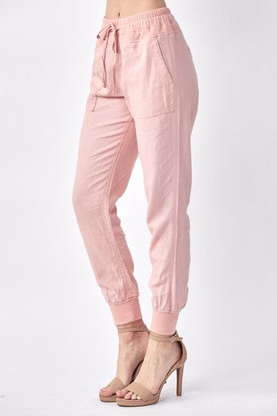 Baja Nights Blush Linen Jogger
