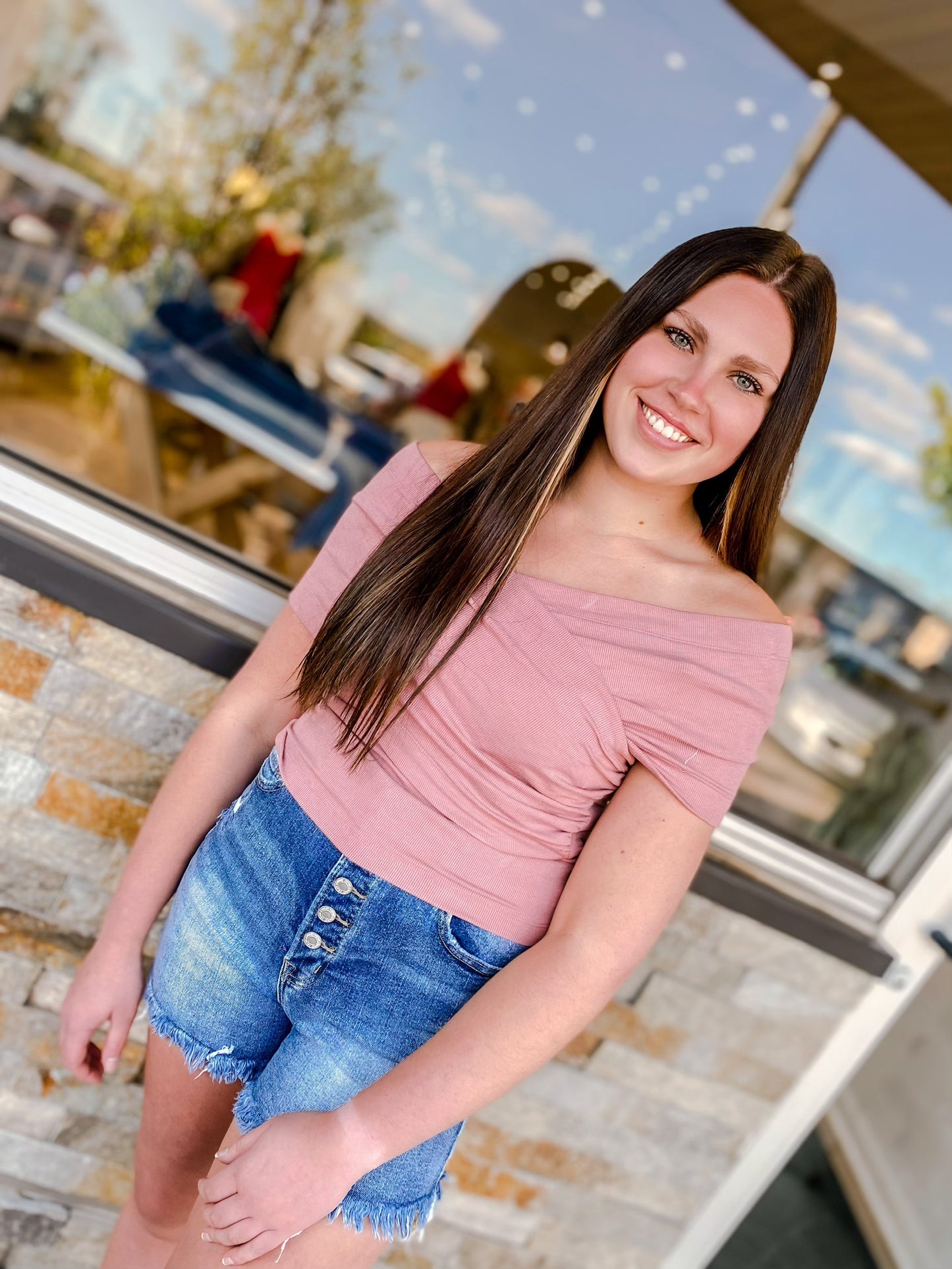 Crossing Paths Dusty Pink Off Shoulder Top