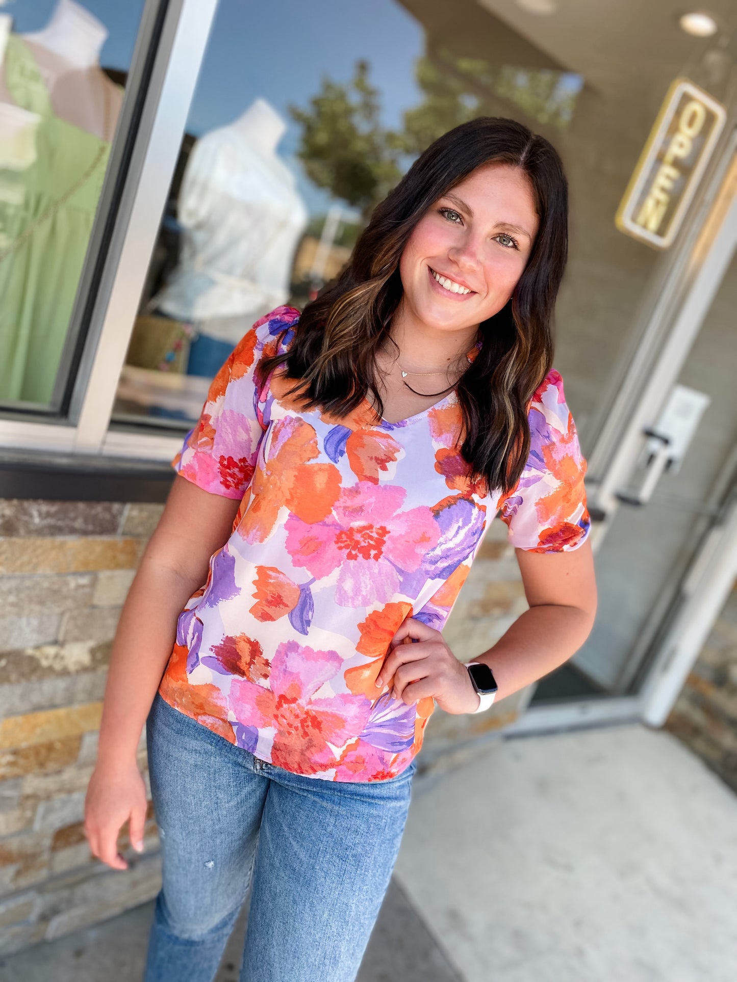 Hibiscus Dreams Peach Floral Top
