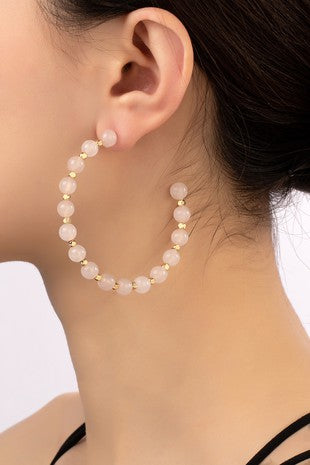 Rose Quartz Stone Hope Earrings