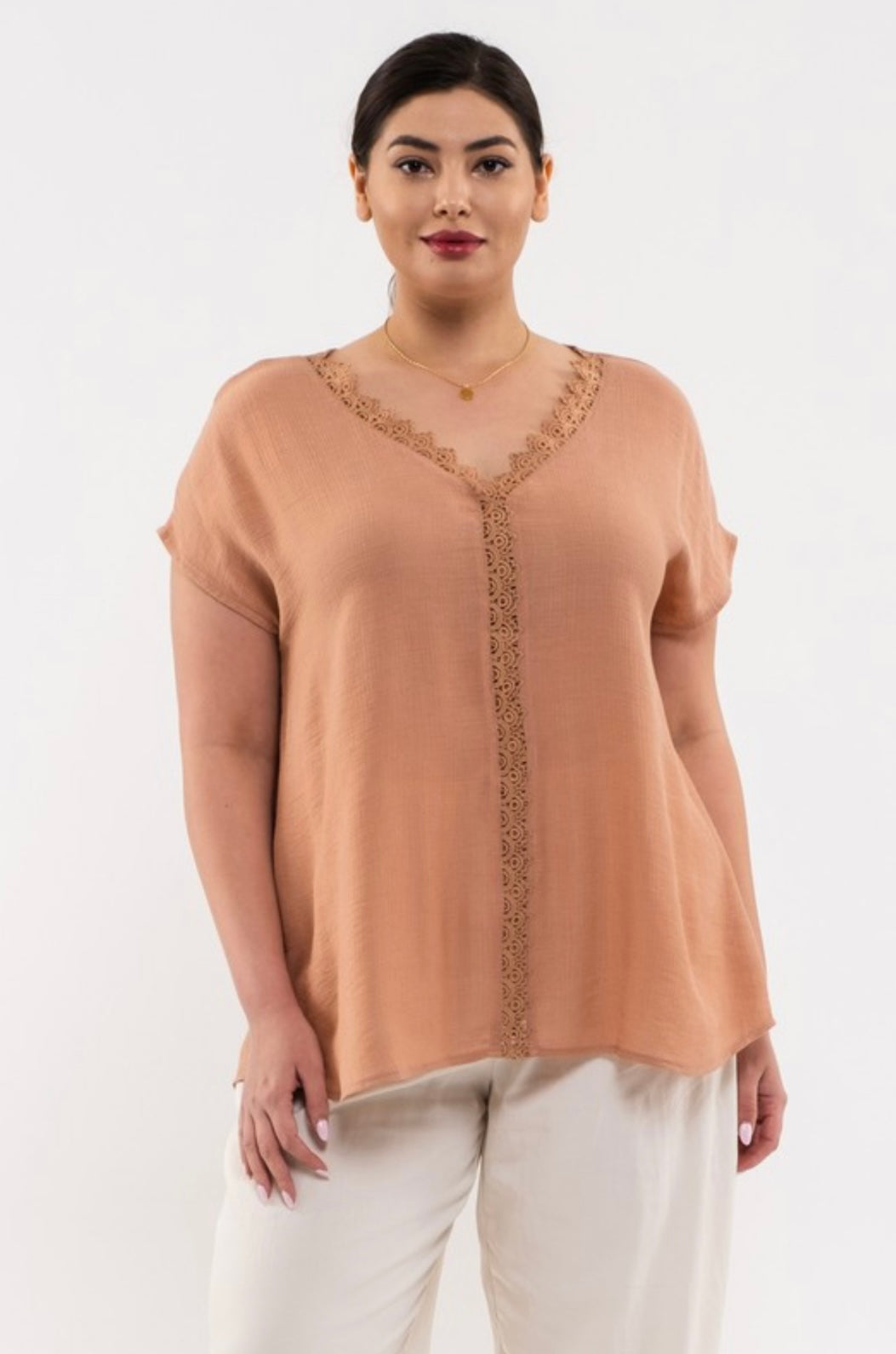 Ancient Wonders Sienna Curvy Lace Edge Blouse