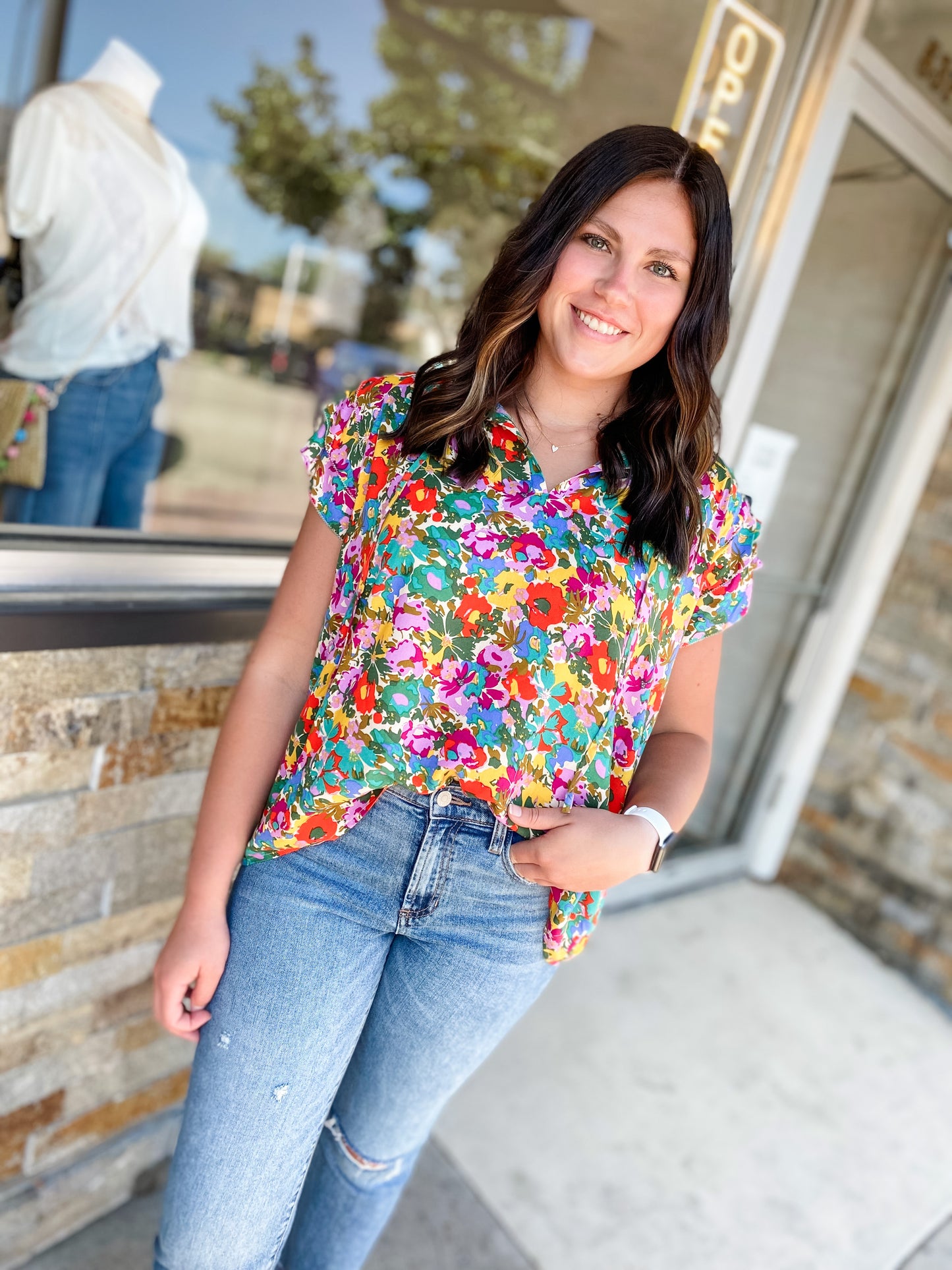 In The Wild Sage Floral Blouse