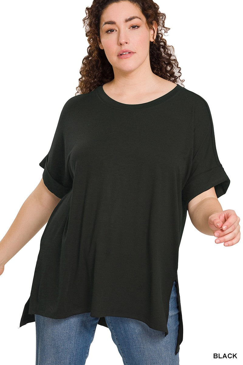 Factory Look Black Oversized Curvy Tee