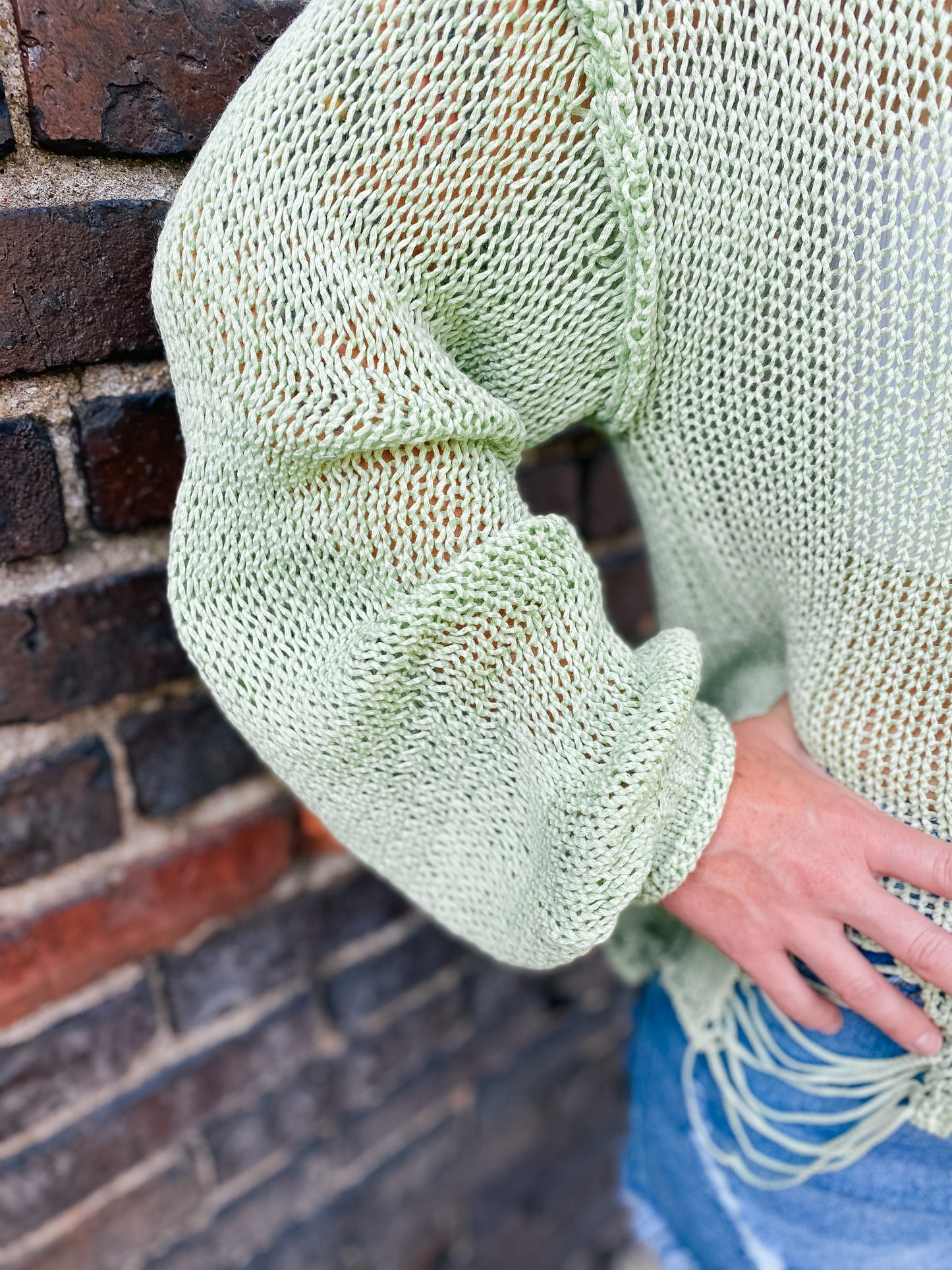 Vacay Vibes Lime Green Distressed Sweater