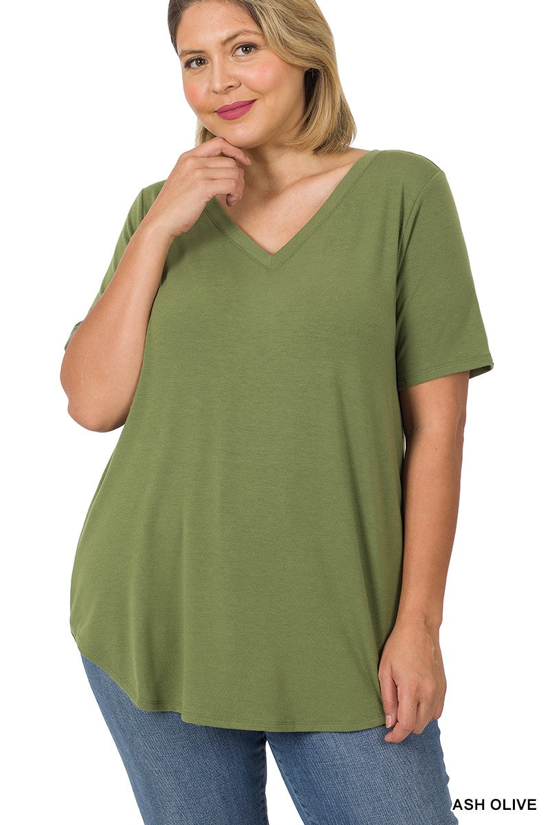 Everyday Basic Curvy Ash Olive Tee
