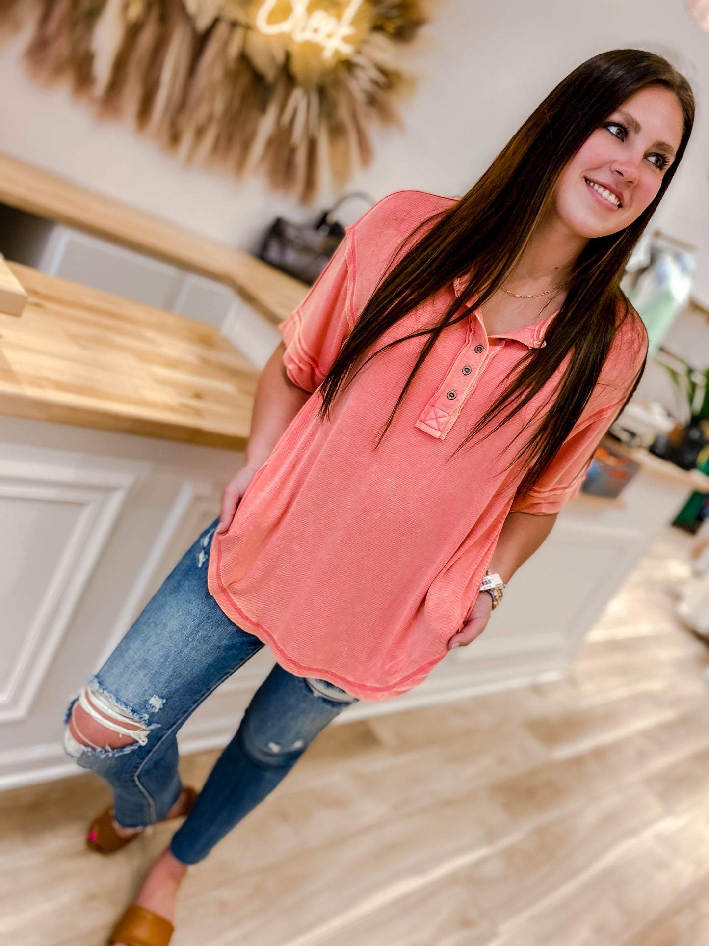 These Days Vintage Coral Top