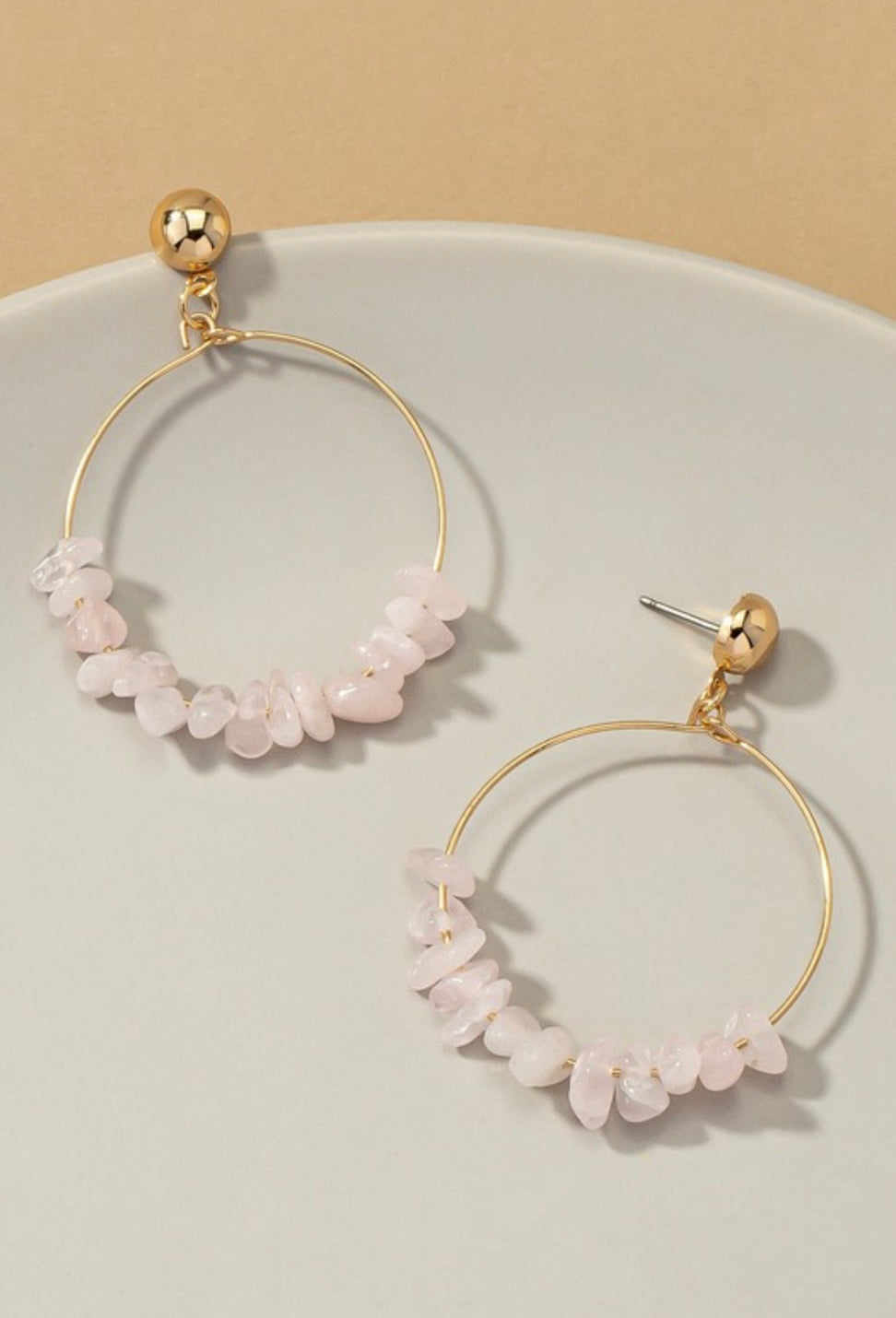 Dangle Hoop Natural Stone Earrings