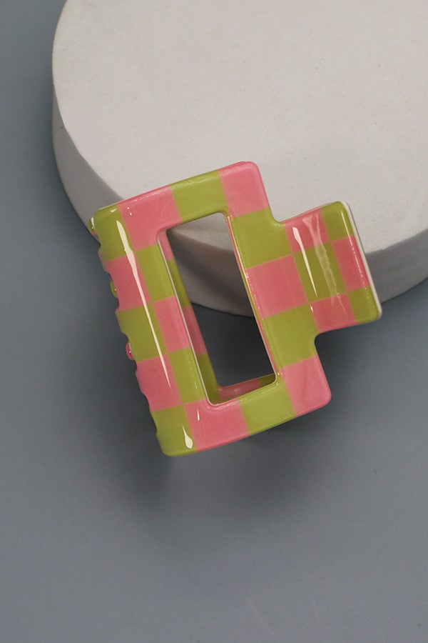 Checker Hair Claw Clips