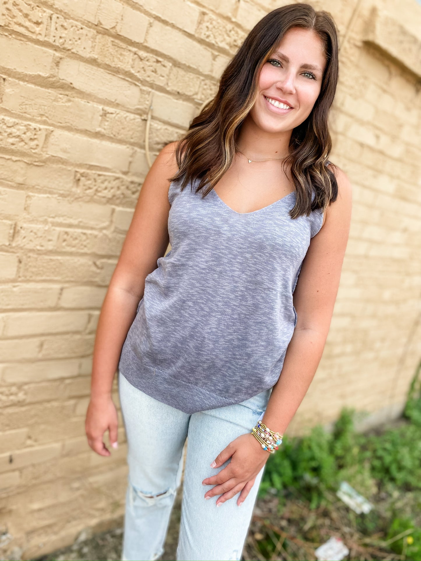 New Romantics Slate Knit Tank