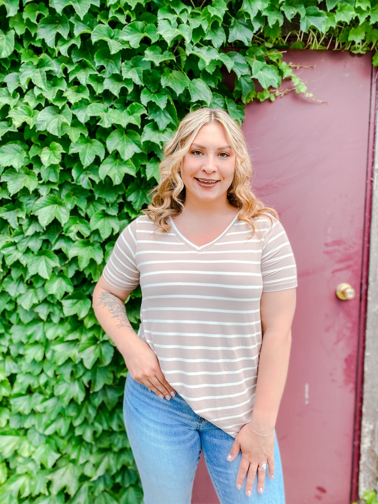 Everyday Basic Curvy Taupe Tee