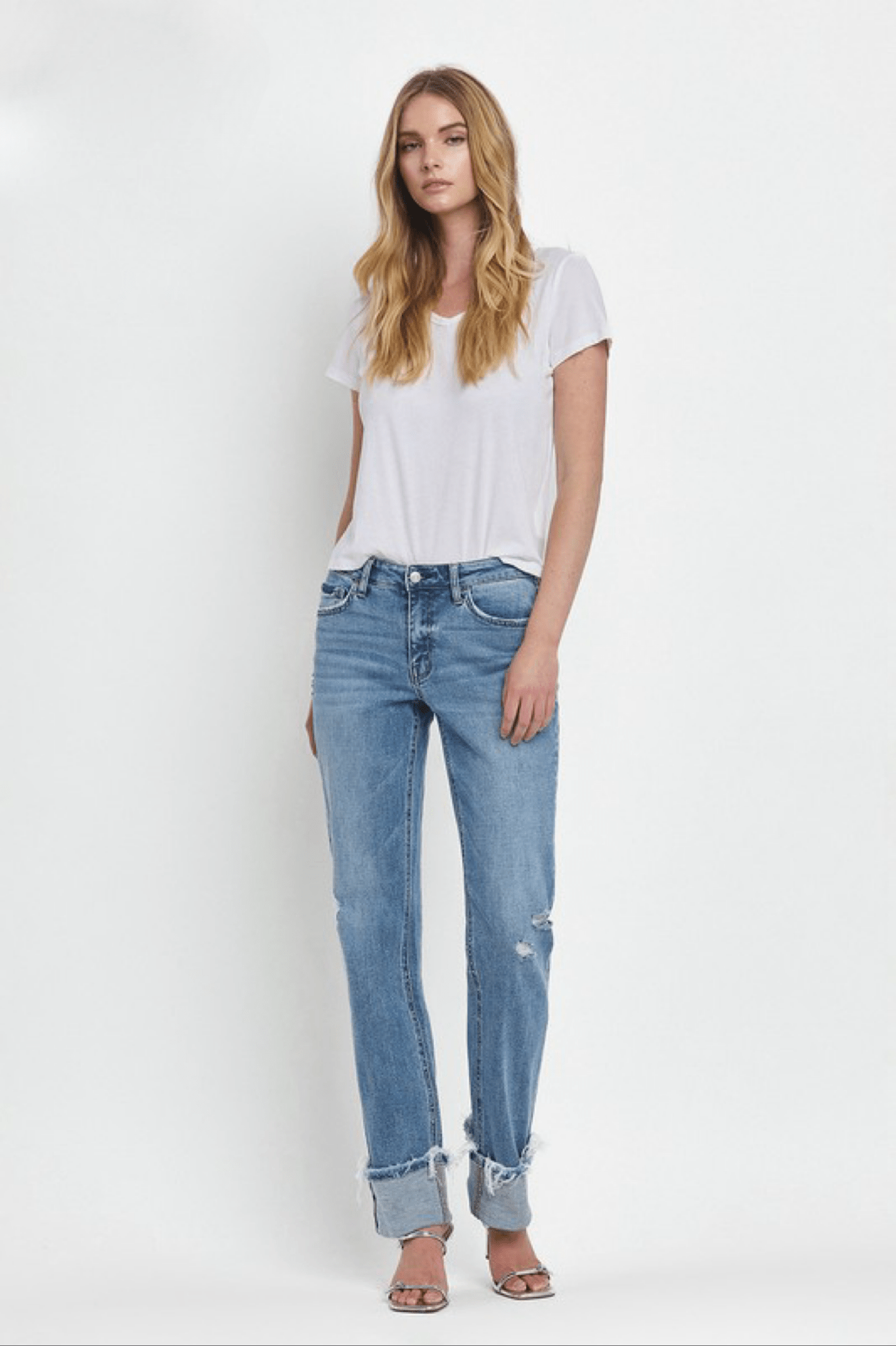 Lovervet Mid Rise Cuffed Straight Leg Denim - Modern Creek Boutique