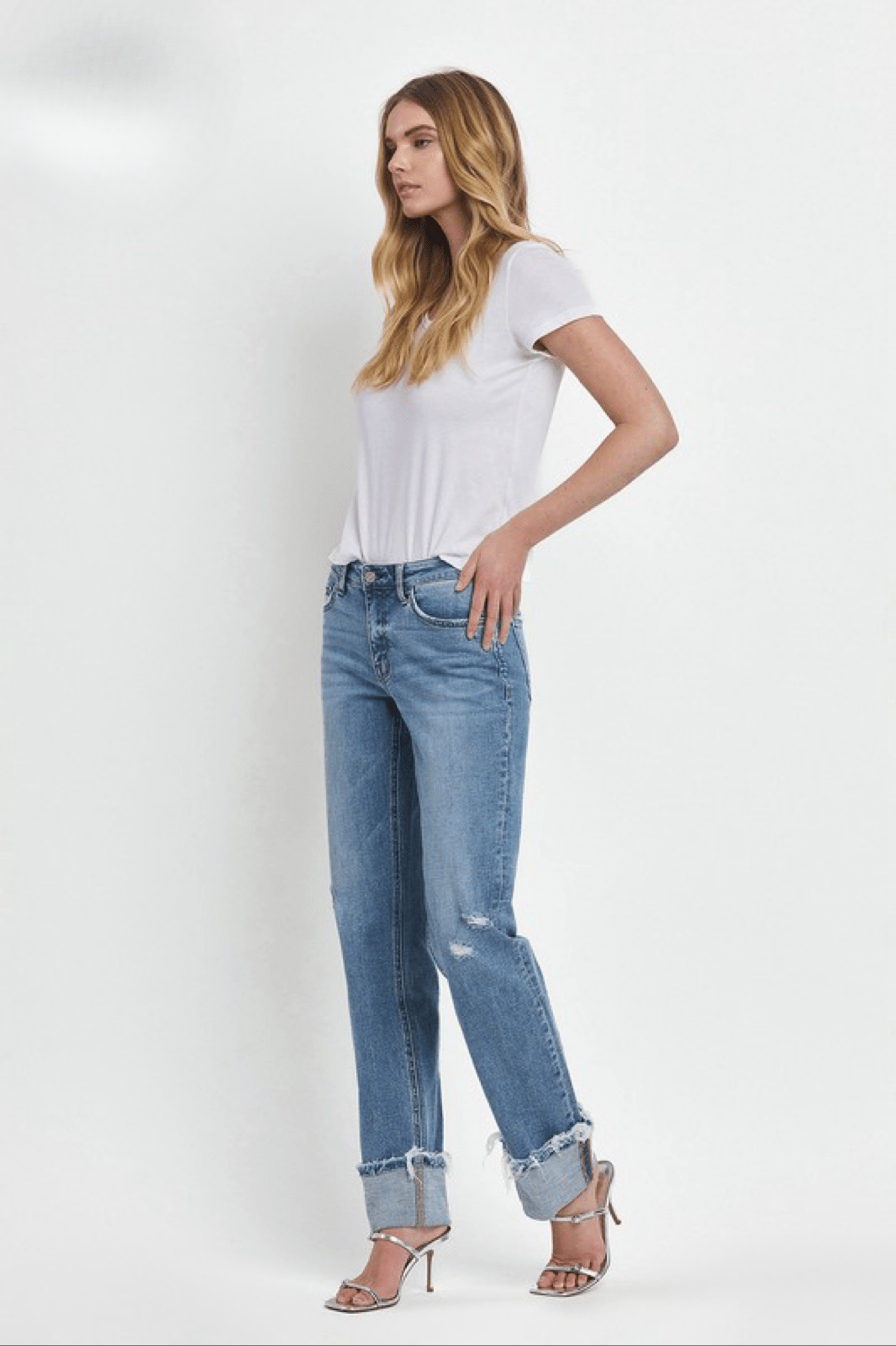 Lovervet Mid Rise Cuffed Straight Leg Denim - Modern Creek Boutique