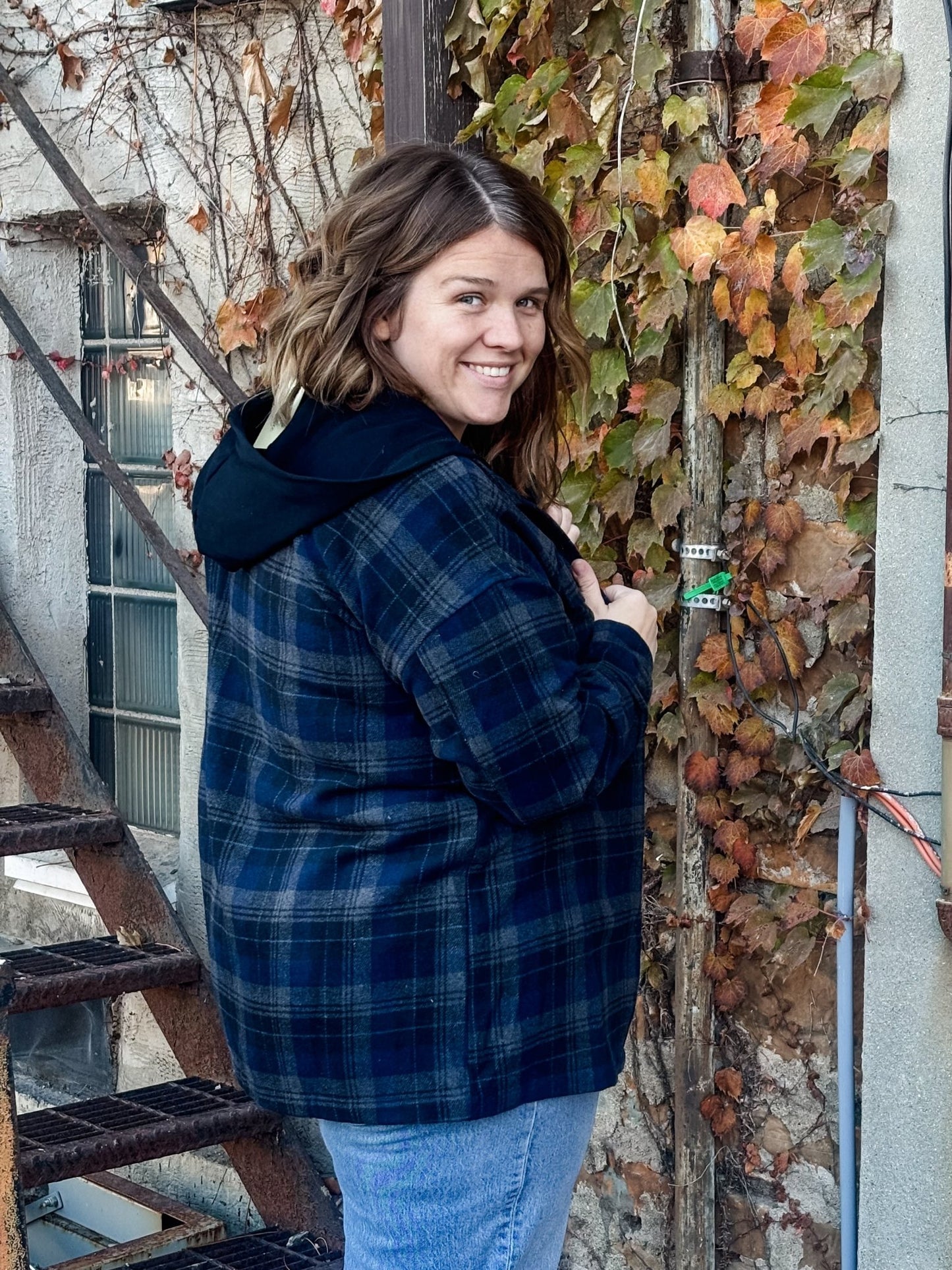 Midnight Plaid Hoodie Shacket - Modern Creek Boutique