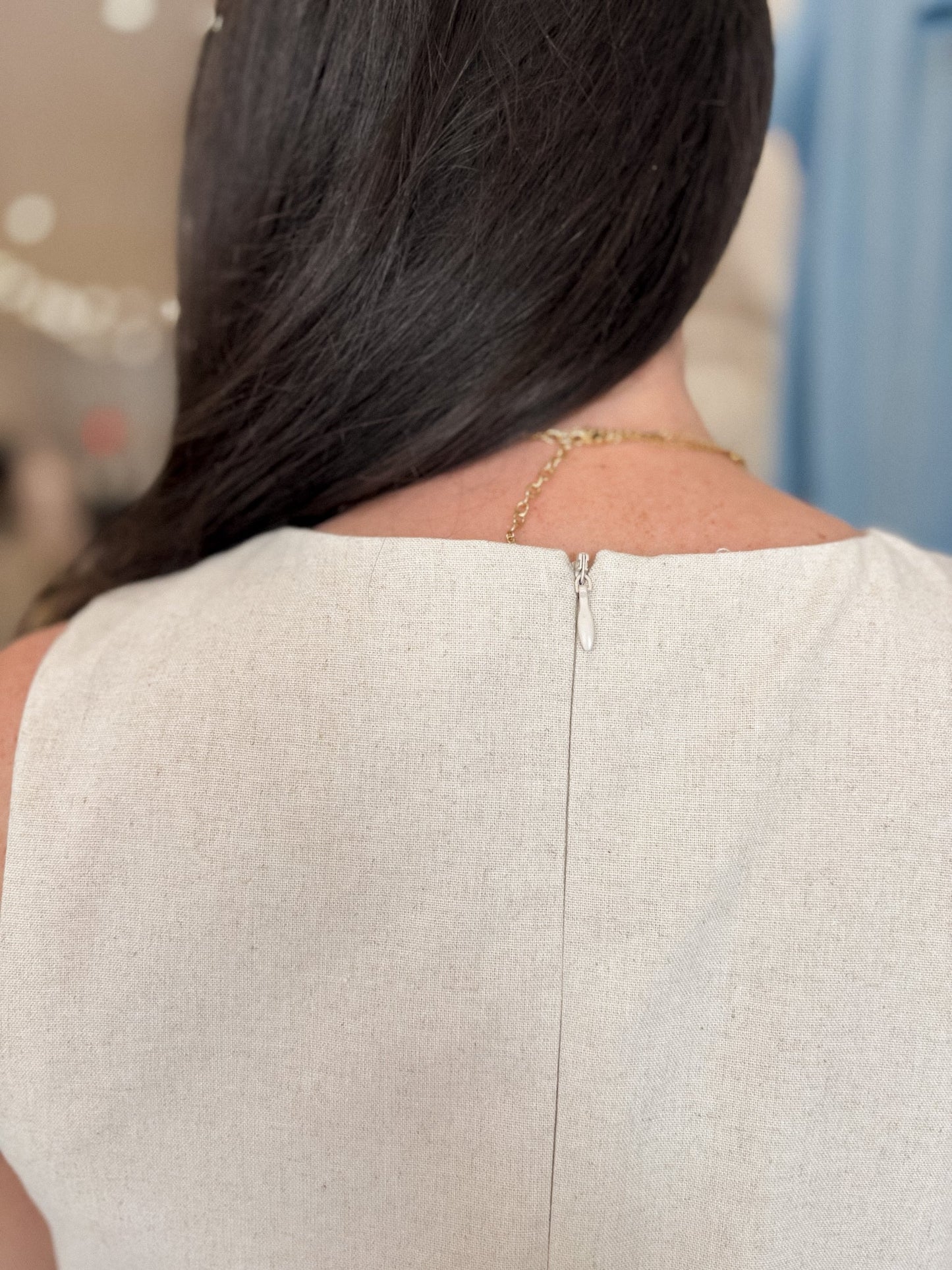 Oatmeal Contrast Linen Mini Dress - Modern Creek Boutique