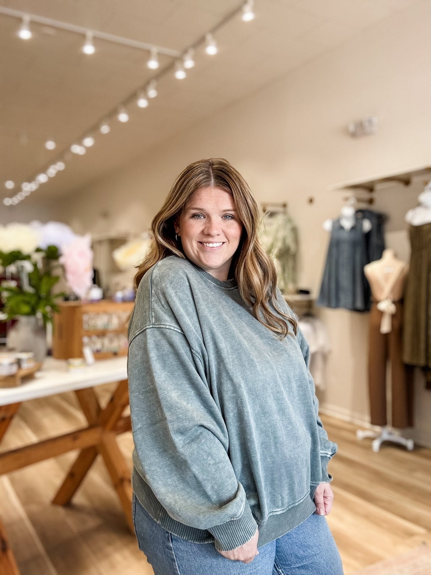 Plus Ash Jade Fleece Sweatshirt - Modern Creek Boutique