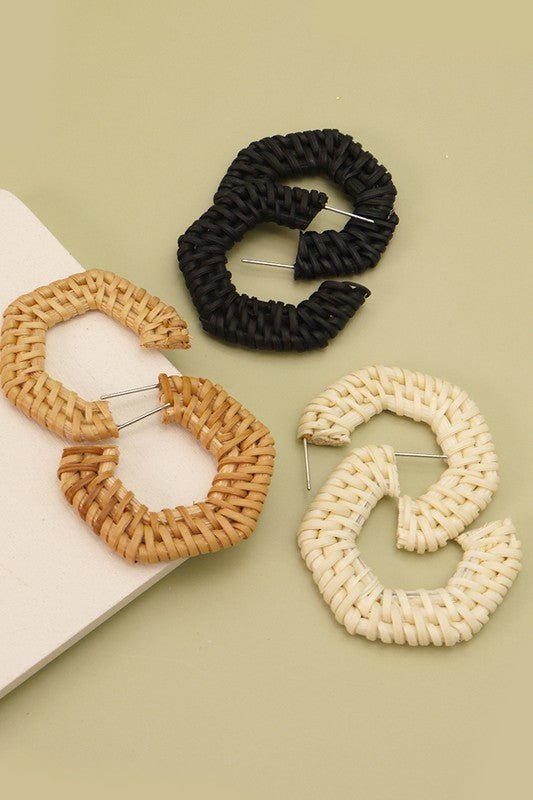 Raffia Geo Hoop Earring - Modern Creek Boutique
