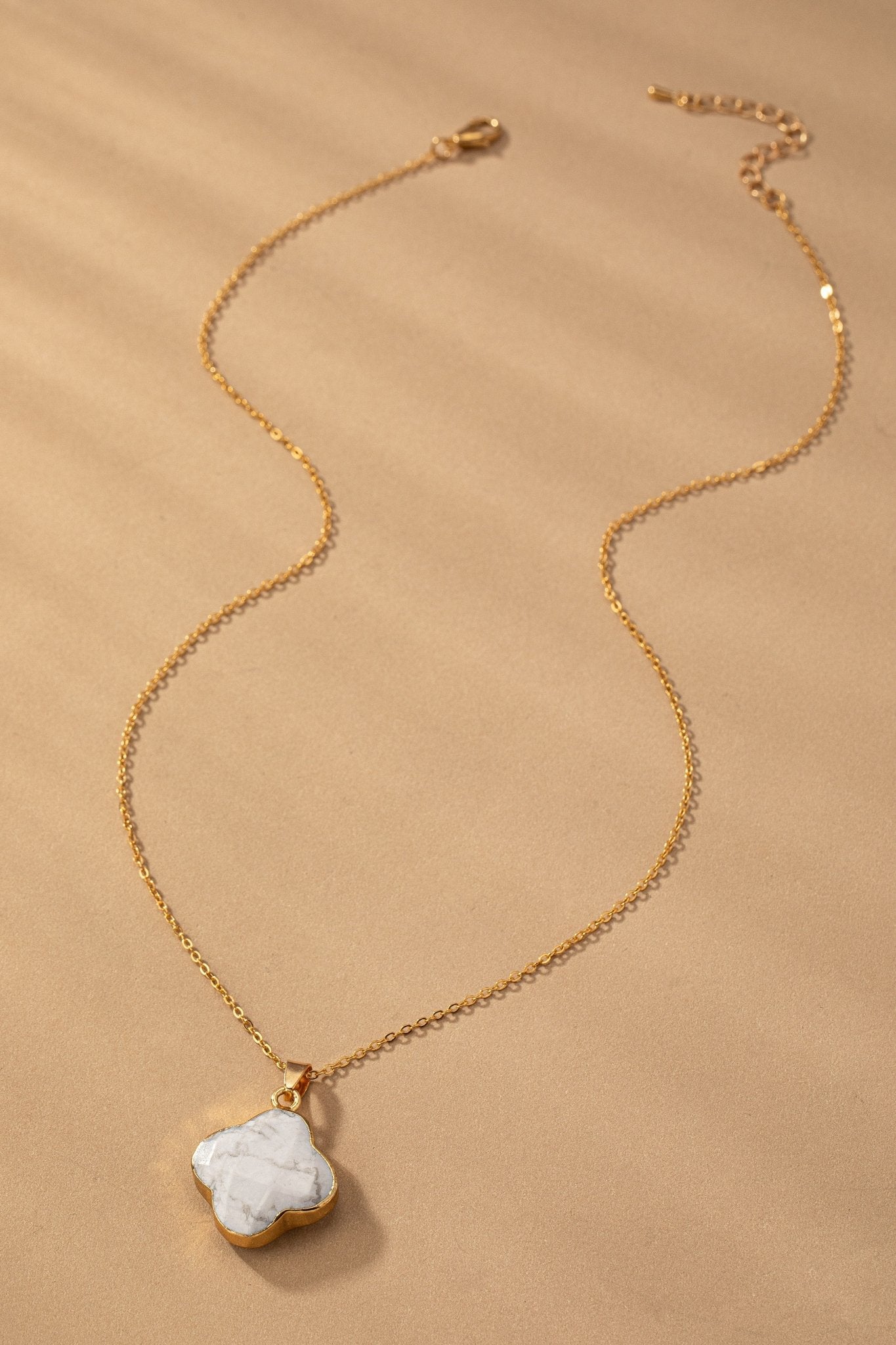 Semi - Precious Clover Shape Stone Necklace - Modern Creek Boutique