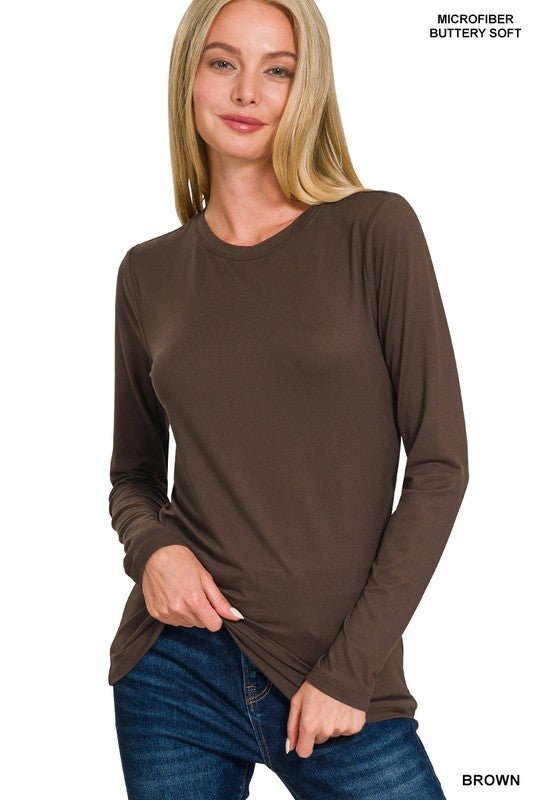 Stay Close Brown Long Sleeve Tee - Modern Creek Boutique