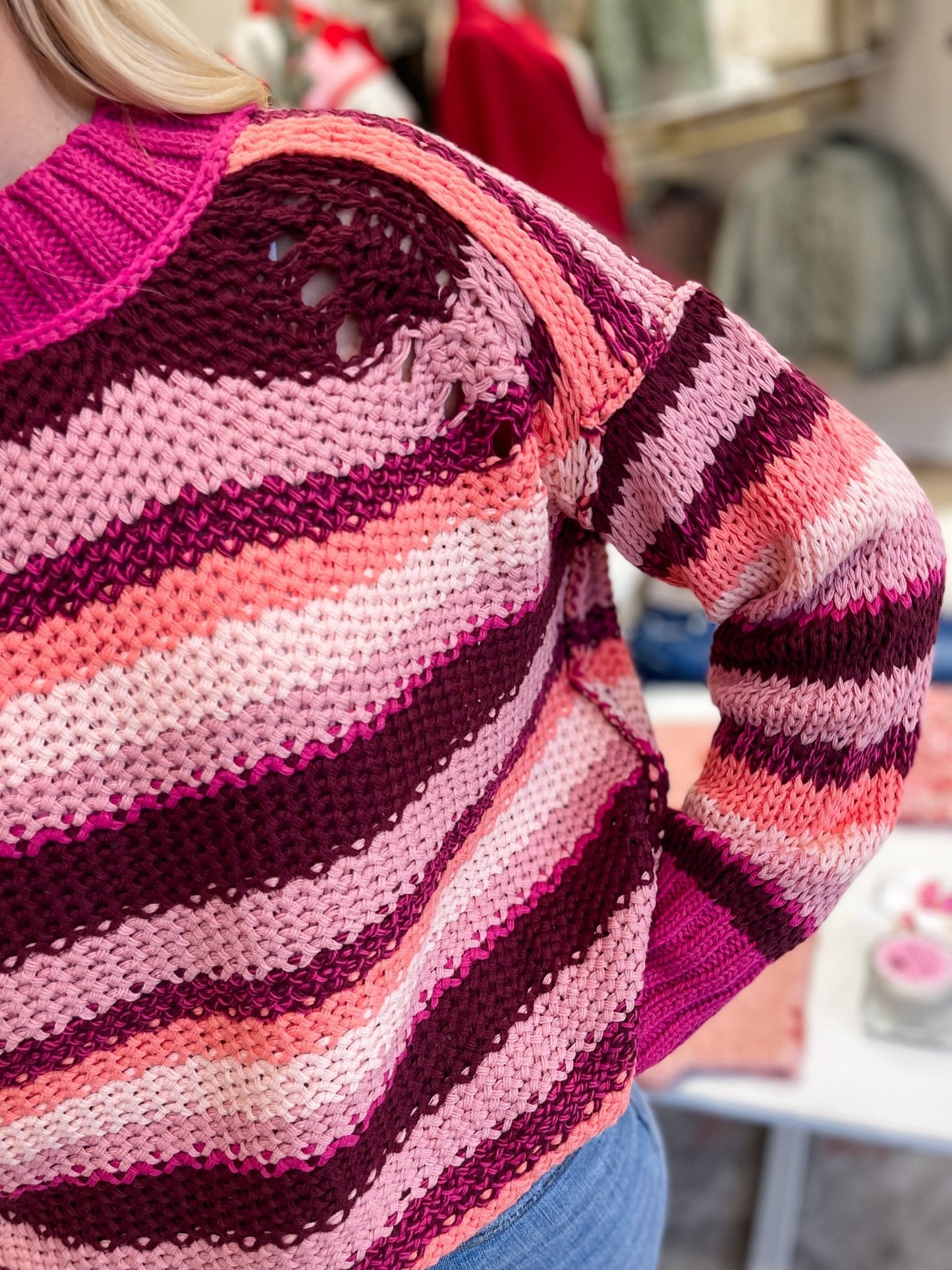 Sunset Stripes Magenta Sweater - Modern Creek Boutique