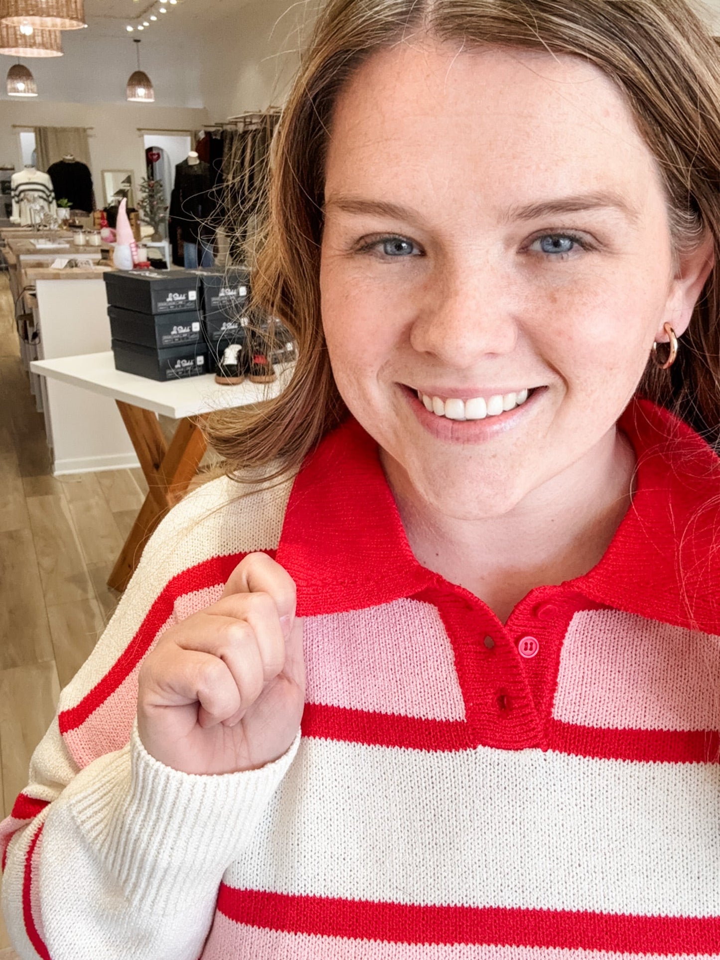 Sweetheart Vibes Pink Striped Sweater - Modern Creek Boutique