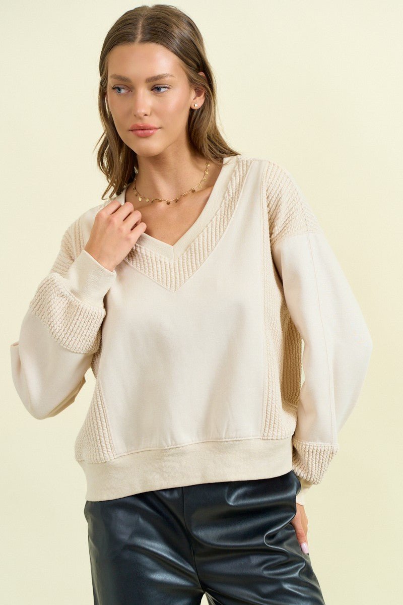 Vintage White Mixed Media Sweatshirt - Modern Creek Boutique