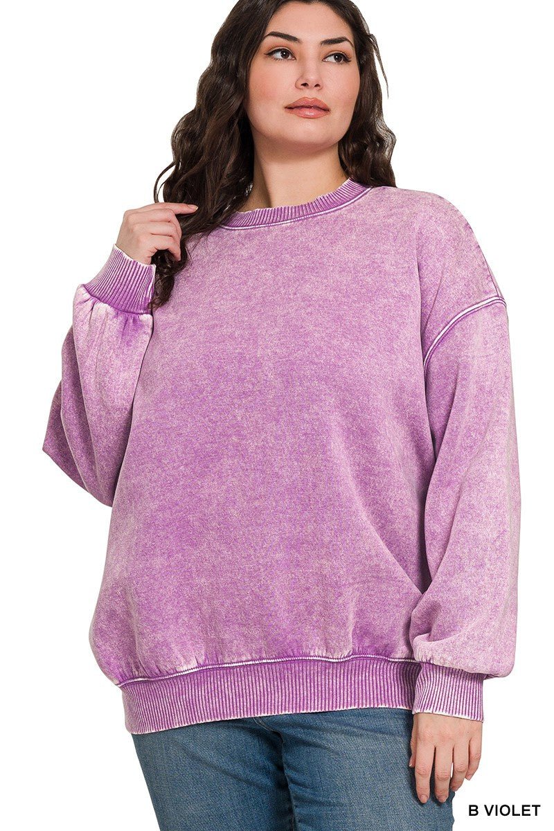 Violet Plus Acid Washed Sweatshirt - Modern Creek Boutique