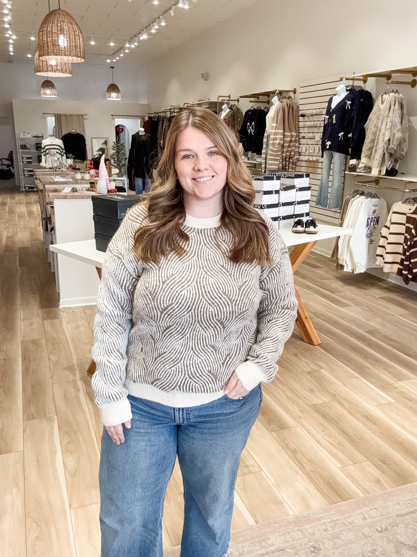 Wavy Wonder Taupe Sweater - Modern Creek Boutique