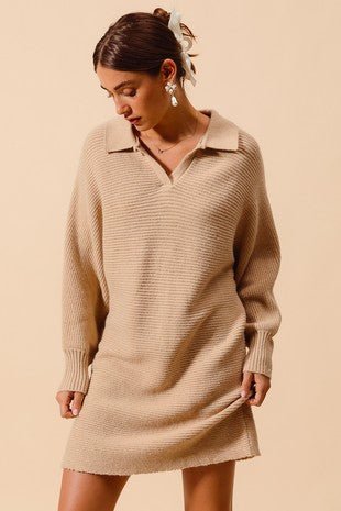 Weekend Ease Taupe Sweater Dress - Modern Creek Boutique