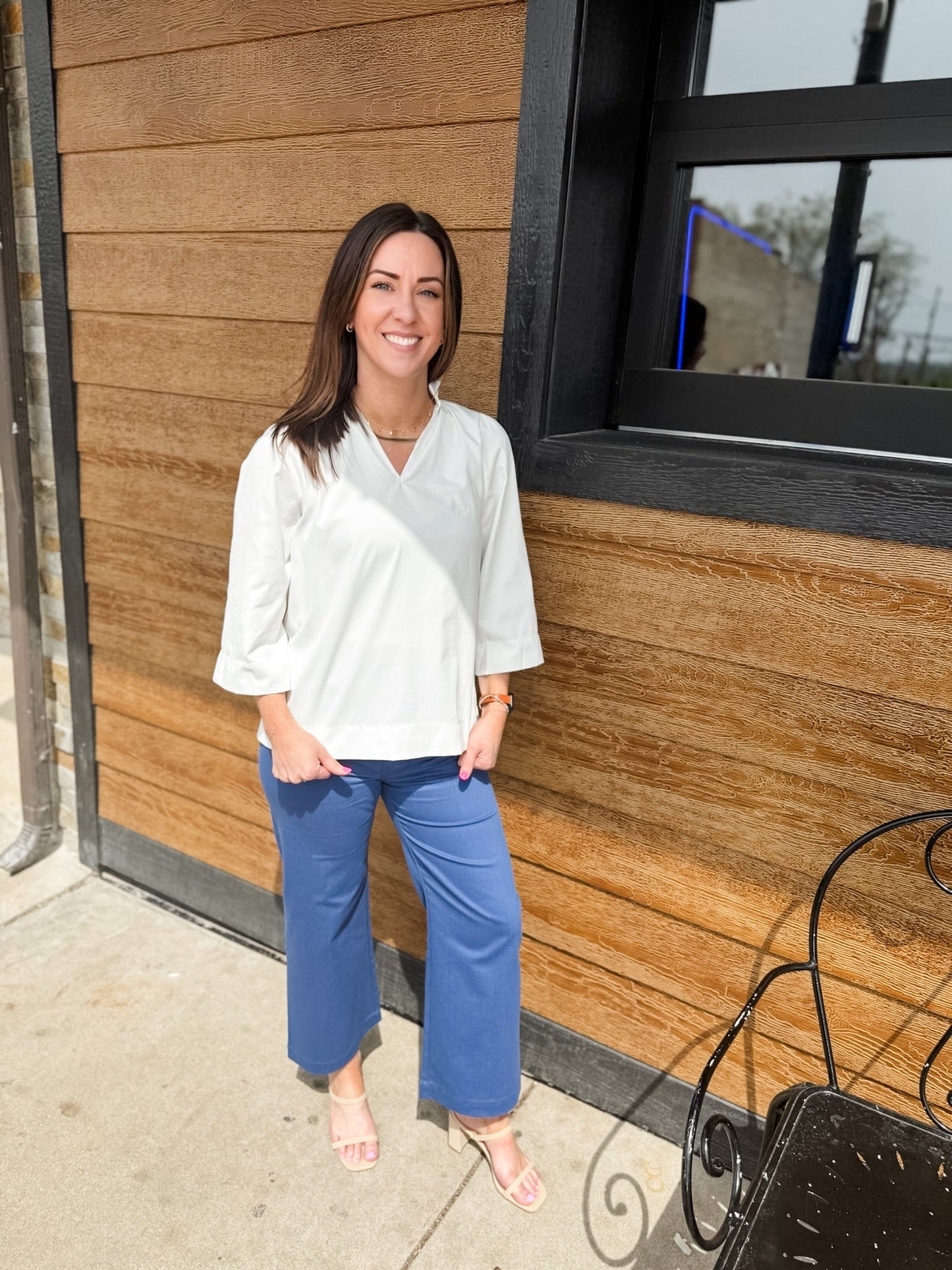 White Ruffled Neck Blouse - Modern Creek Boutique