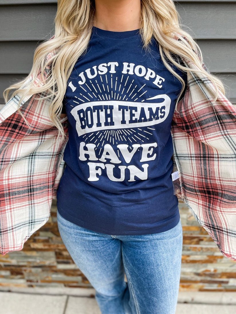 I Just Hope Both Teams Have Fun Navy Graphic Tee