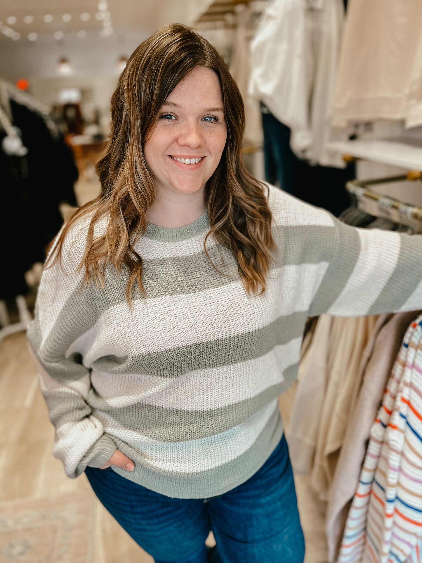 Good Vibes Only Striped Curvy Sweater