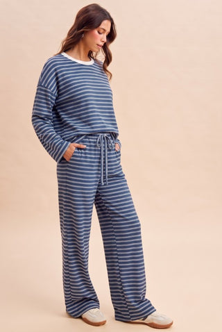 Denim Blue Striped Matching Set