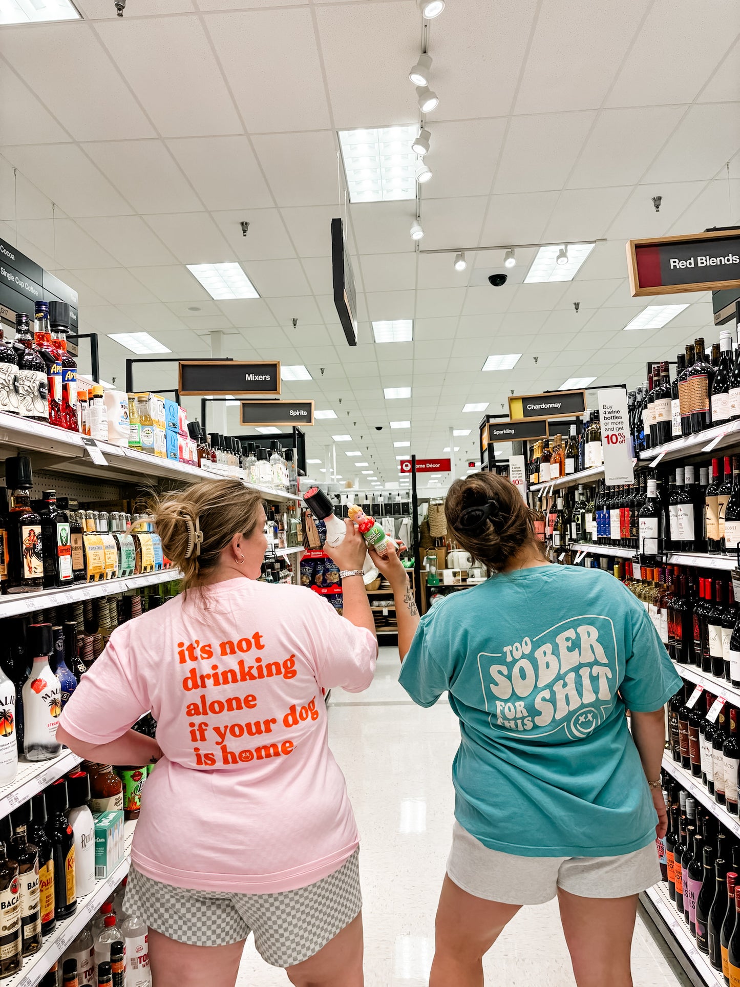 Not Drinking Alone Pink Screen Tee