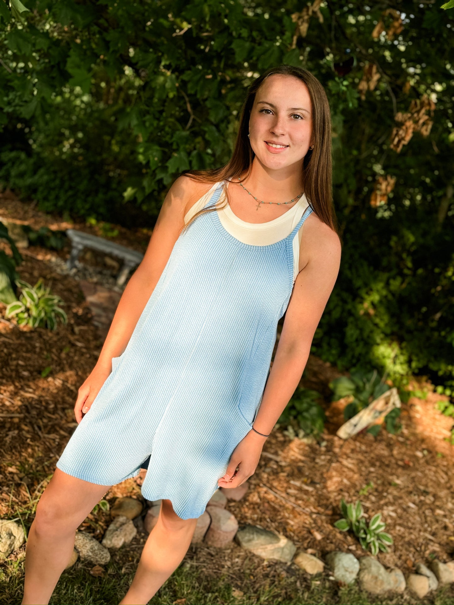 Whispering Waves Blue Romper