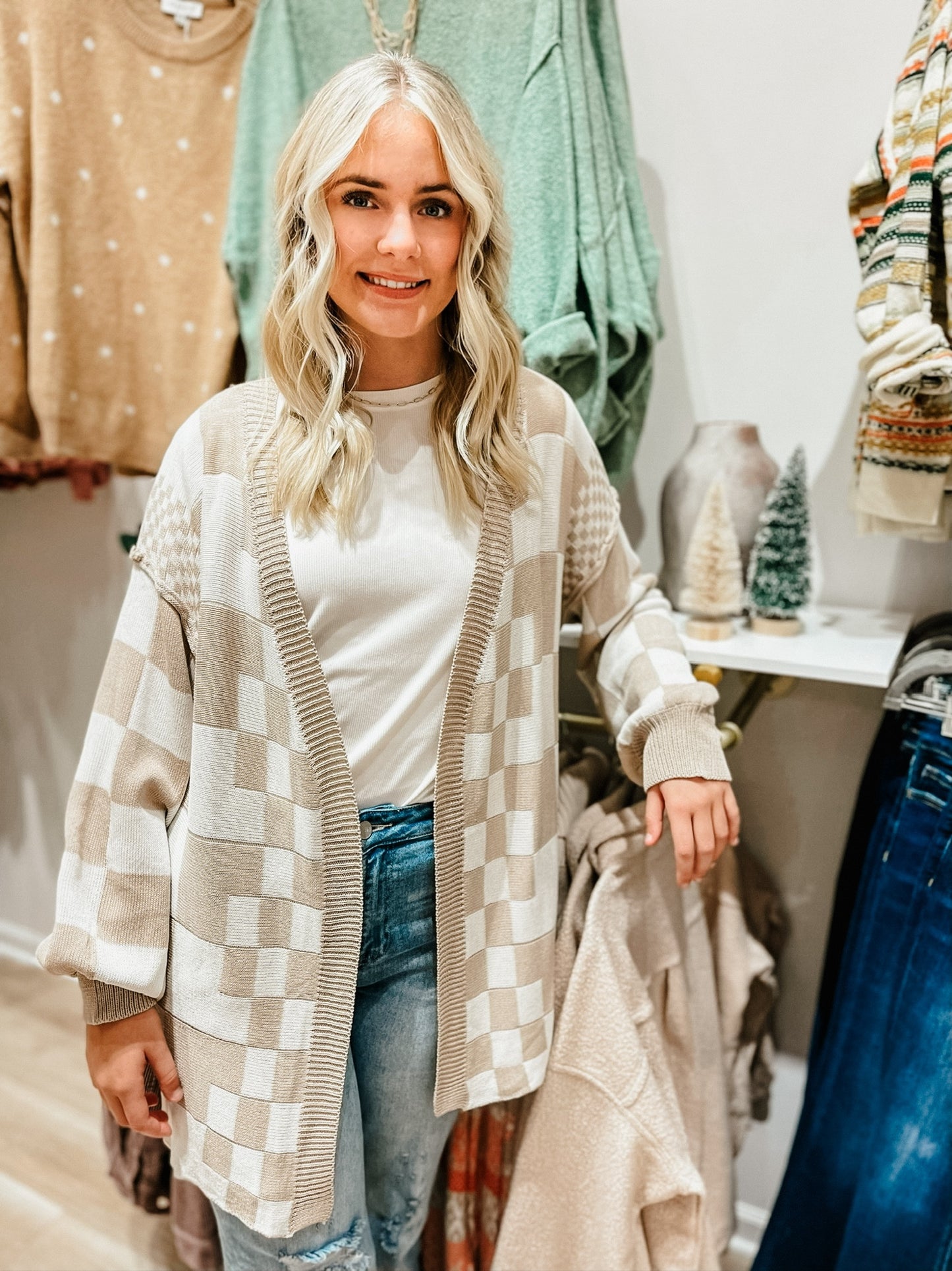 The Annie Tan Checkerboard Cardigan