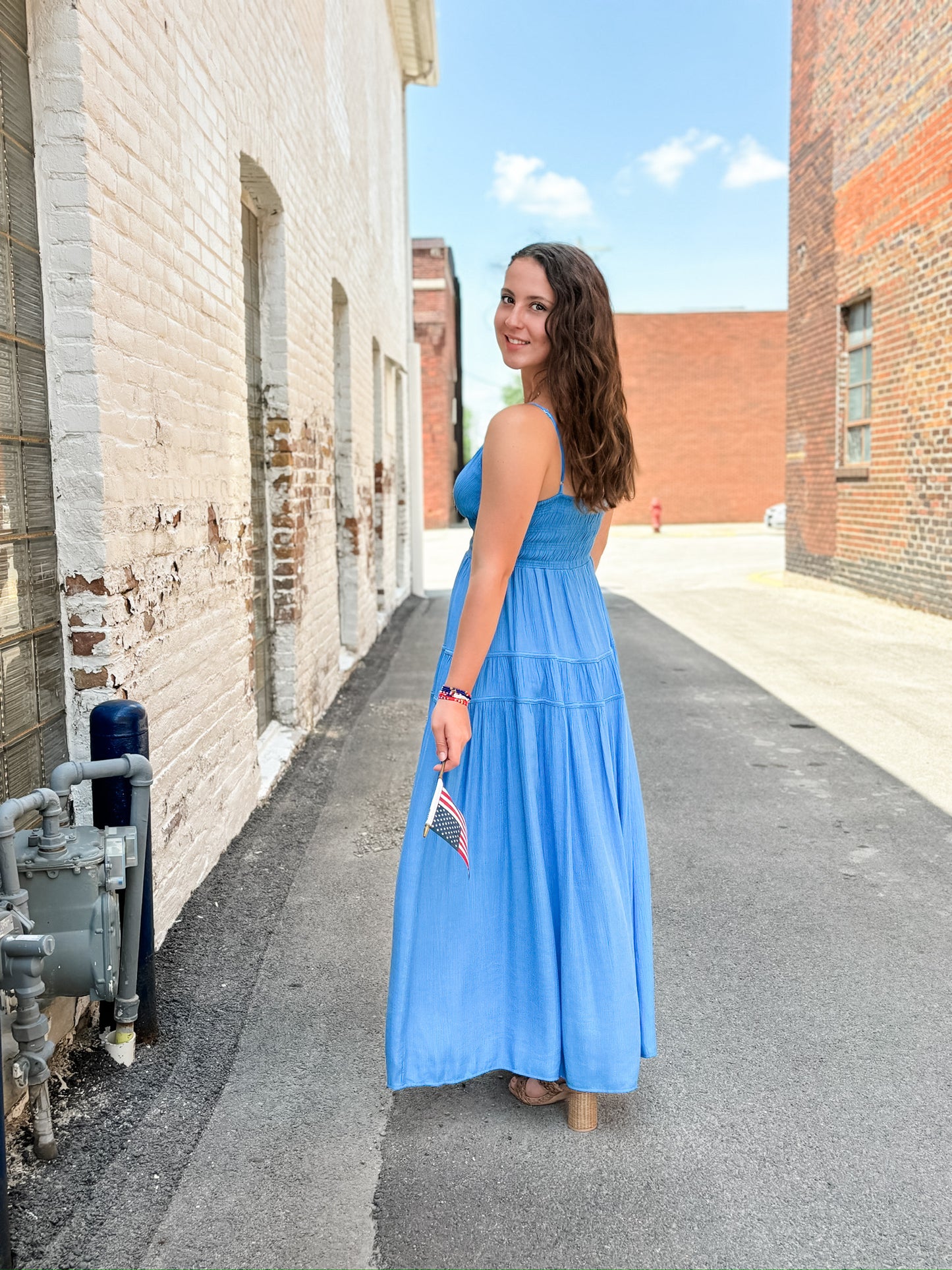 Heading South Blue V Neck Maxi Dress