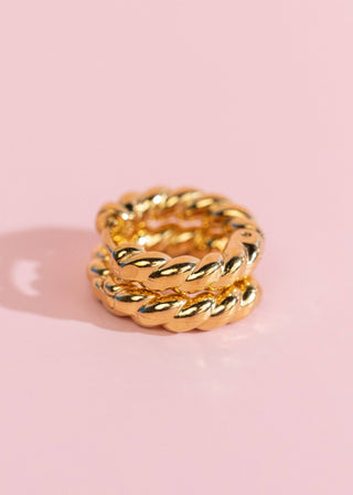 Pierced Co Gold Rope Huggies