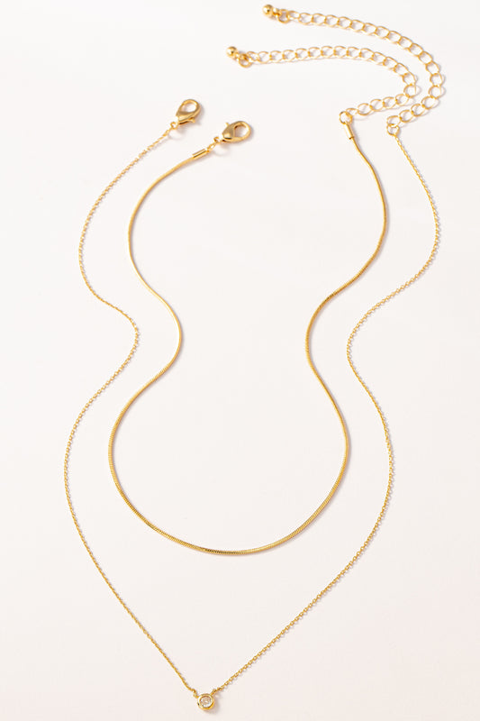 Gold Layered Necklace Round Chanel Bead