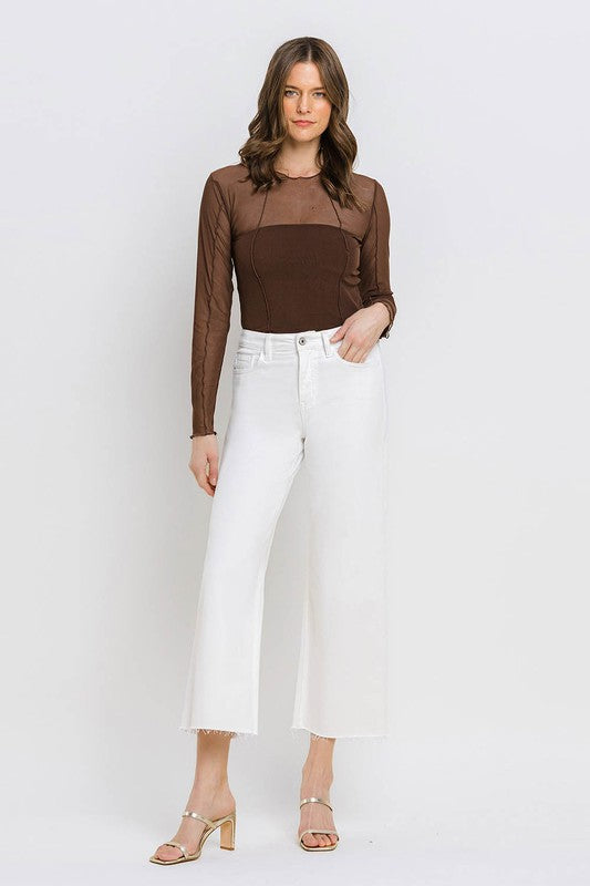 Vervet High Rise White Wide Leg Crop Denim