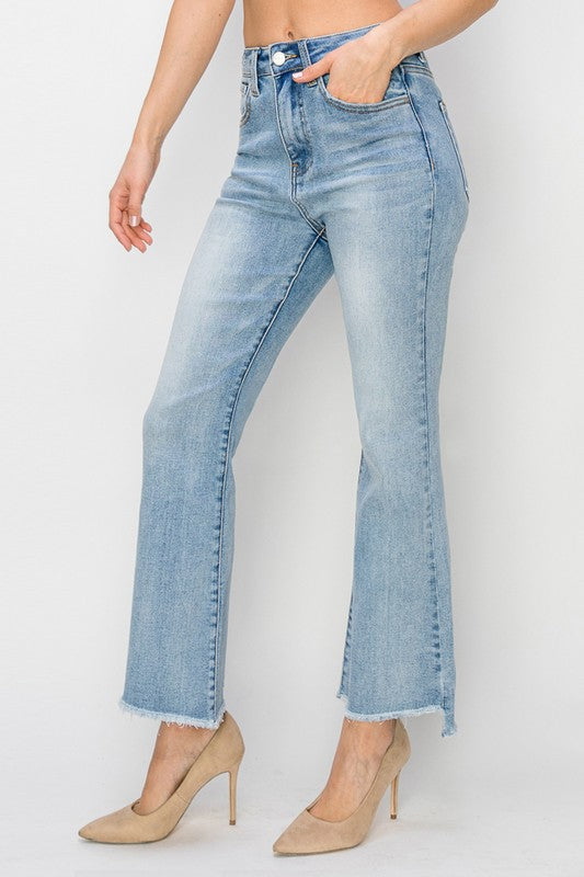 Risen High Rise Crop Flare Denim