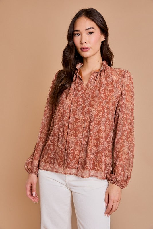 Girly Girl Rust Floral Blouse