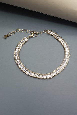 Gold Baguette Stone Clasp Bracelet