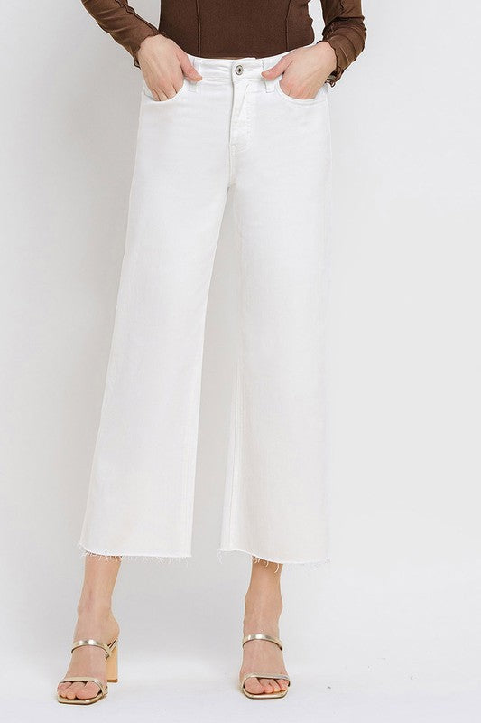 Vervet High Rise White Wide Leg Crop Denim