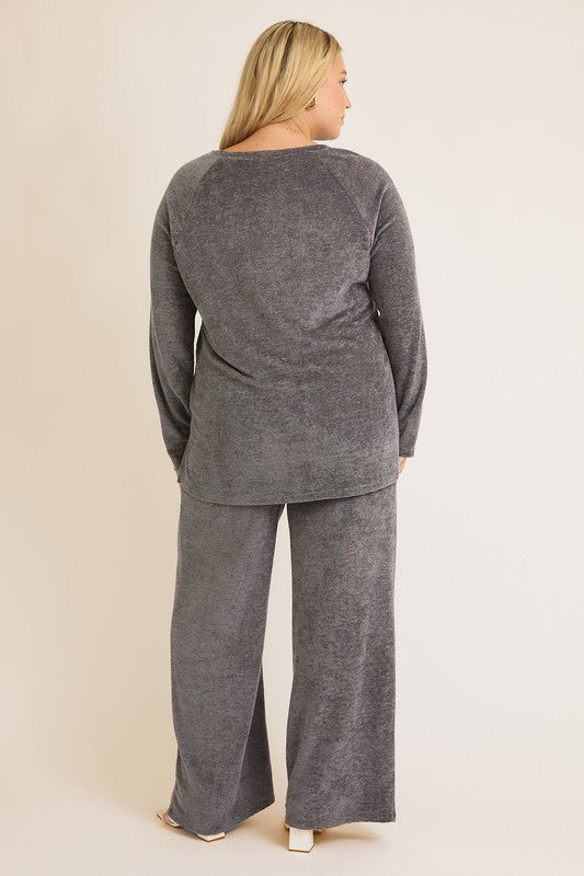 Curvy Winter Grey Cozy Lounge Set